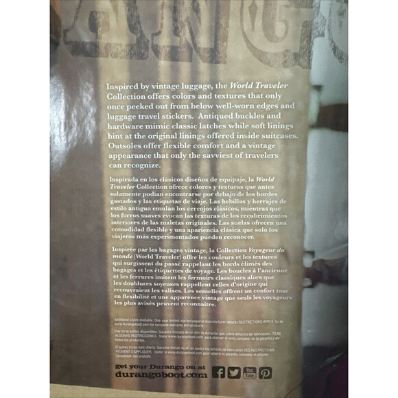 DURANGO World Traveler Women's Wellington Boot Size 6M Pull On Canvas &‎ Leather - Picture 11 of 16